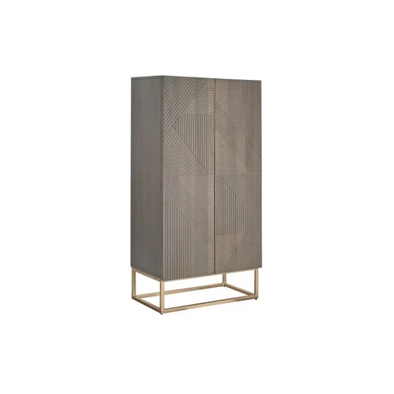 Szekrény fa, rózsaalmafa 70x38x140 cm sötétszürke, arany