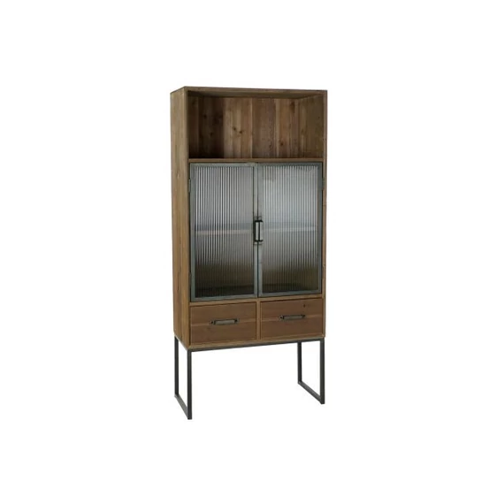 Szekrény fa, üveg, fém 70x34,5x160 cm natúr, fekete