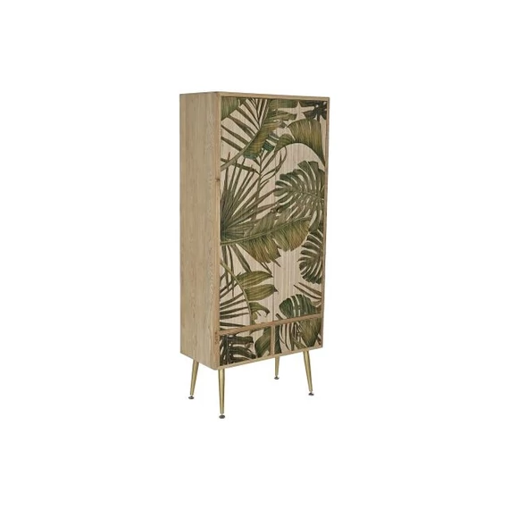 Szekrény trópusi fa, mdf, fém 70x35x160 cm natúr