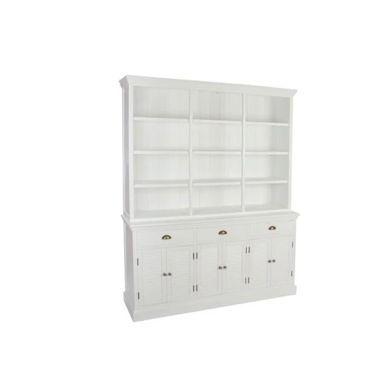 Szekrény vitrin fa 165x37x204 cm fehér