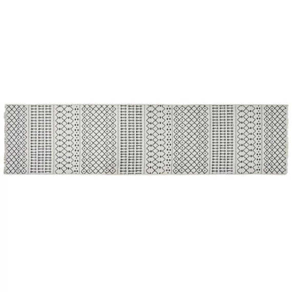 Szőnyeg előszoba pamut, poliészter, műszál 60x240x1 cm fehér, sötétszürke