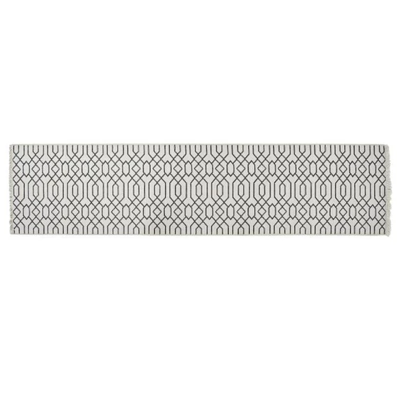 Szőnyeg előszoba pamut, poliészter, műszál 60x240x1 cm szürke, fehér