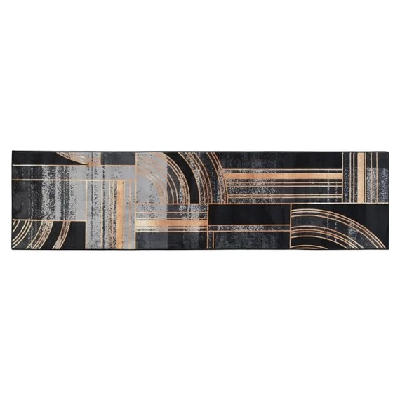 Szőnyeg geometrikus poliészter 60x240x0,4 cm fekete, arany