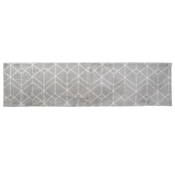 Szőnyeg geometrikus poliészter 60x240x1 cm világosszürke