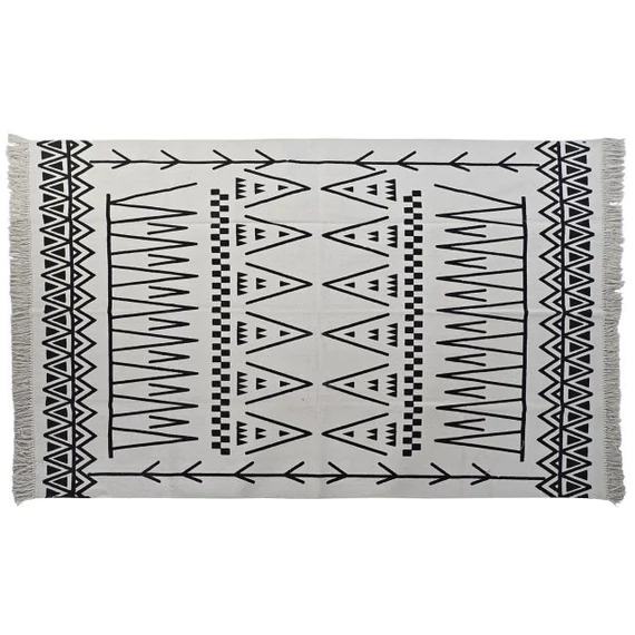 Szőnyeg pamut 160x250x0,7 cm fehér, fekete