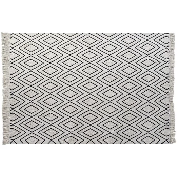 Szőnyeg rombusz pamut 160x250x0,7 cm fehér, fekete