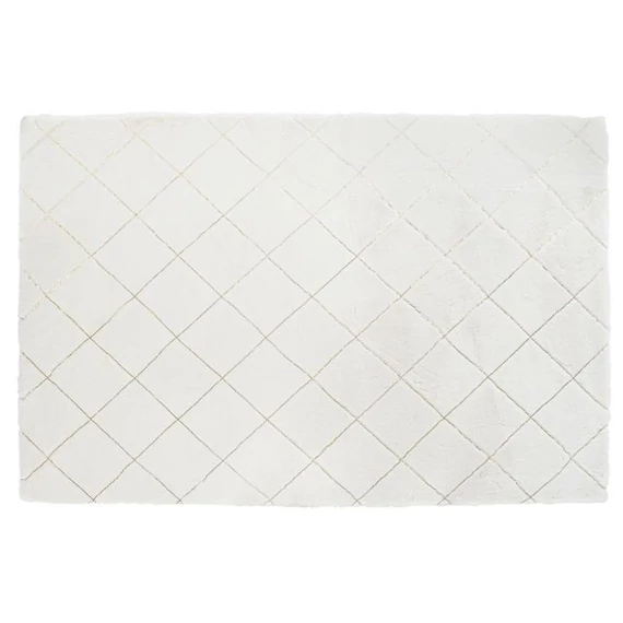 Szőnyeg rombusz poliészter 200x290x2,2 cm fehér