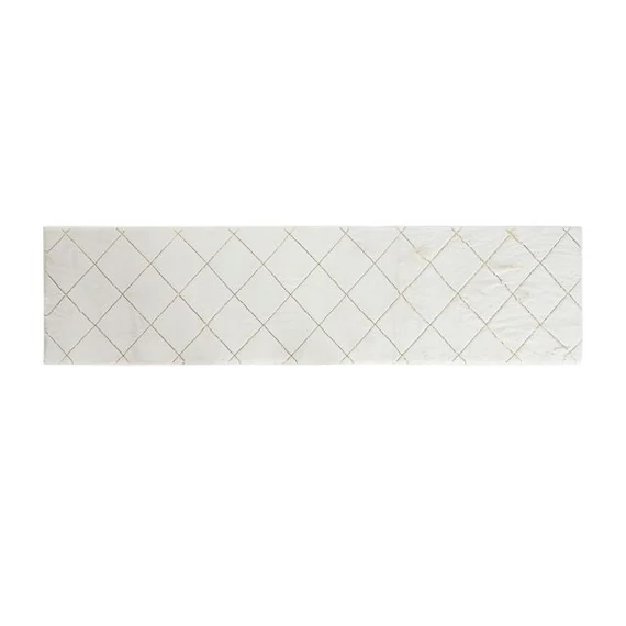 Szőnyeg rombusz poliészter 60x240x2,2 cm fehér