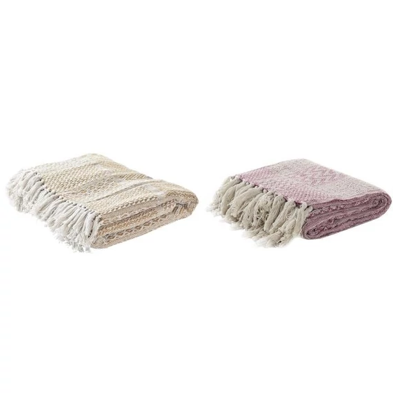 Takaró bojtos pamut 150x250x0,5 cm pink, mustársárga 2 féle