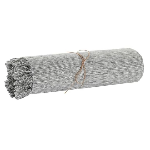 Takaró bojtos újrahasznosított pamut, újrahasznosítottpoliészter 150x250 cm szürke, fehér