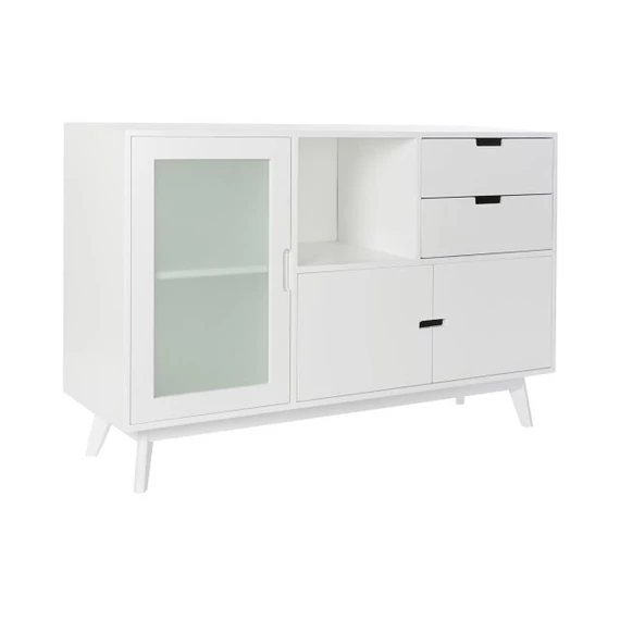 Tálalószekrény császárfa, mdf, üveg 120x35x80 cm fehér, sötétszürke