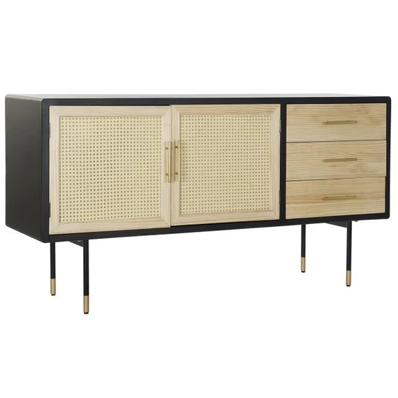 Tálalószekrény fenyő, rattan 150x44x76 cm színes