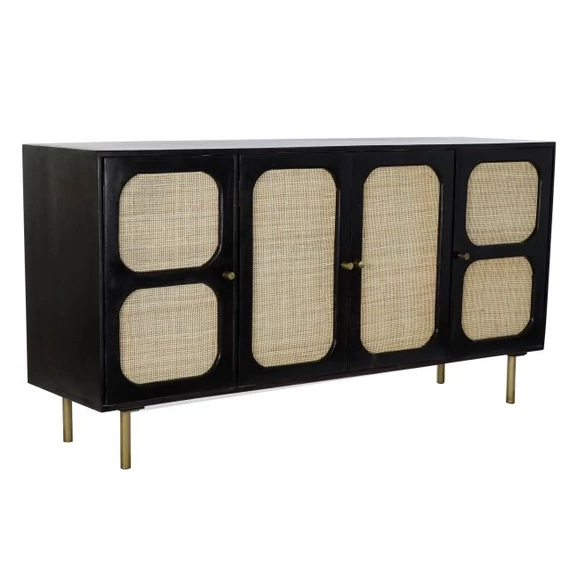 Tálalószekrény mangófa, rattan 150x40x78 cm színes