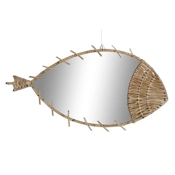 Tükör hal rattan, üveg 53x3x29 cm natúr
