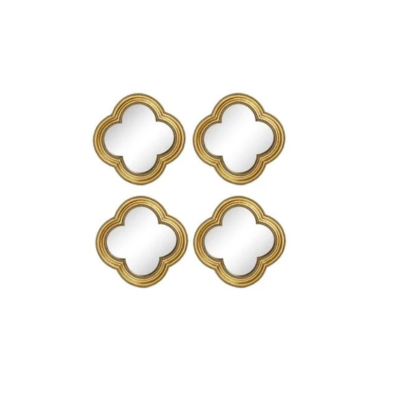 Tükör szett poly, üveg 19,5x2,2x19,5 cm arany S/4