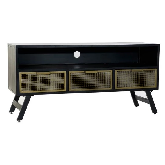 Tv-s szekrény fém 125x41x62 cm fekete, arany