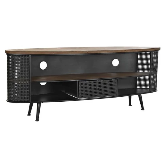 Tv-s szekrény lucfenyő, fém 150x39x58 cm fekete, barna