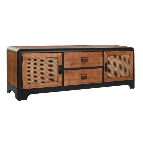 Tv-s szekrény lucfenyő, fém 150x40x50 cm sötétbarna, sötétszürke