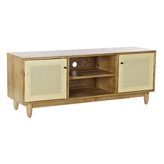 Tv-s szekrény lucfenyő, rattan 140x38x53 cm barna, natúr