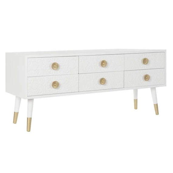 Tv-s szekrény mdf, lucfenyő 120x42x54 cm fehér, arany