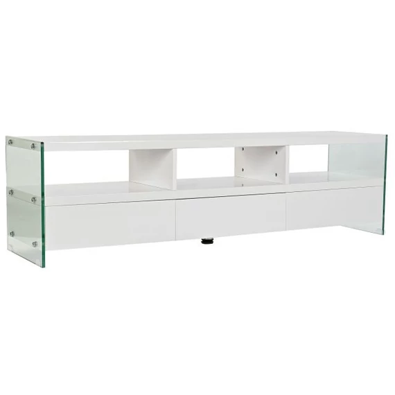 Tv-s szekrény mdf, üveg 160x40x45 cm fehér