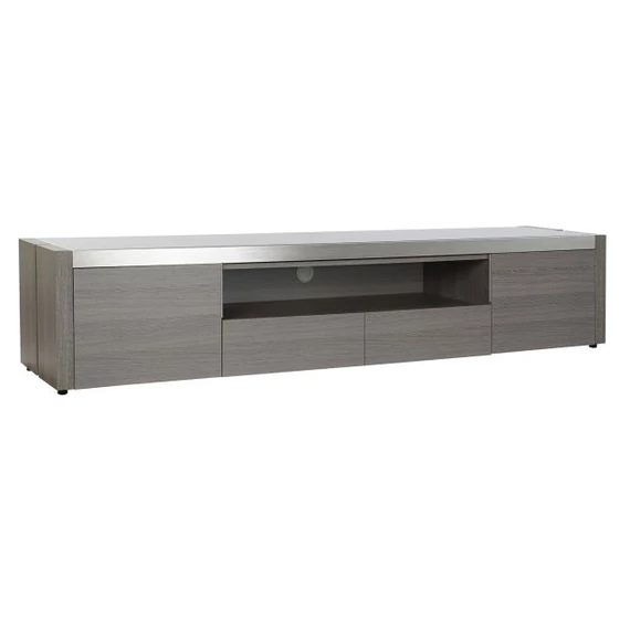 Tv-s szekrény tölgyfa, alumínium, hőállóüveg 200x45x42 cm szürke