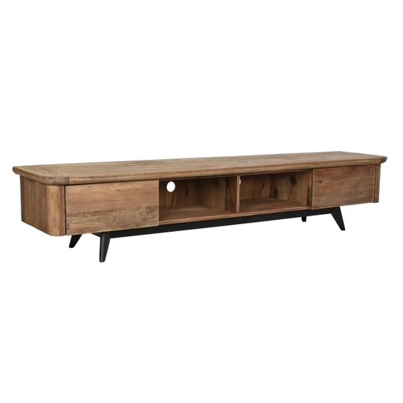 Tv-s szekrény újrahasznosított fa, toboz 210x45x42 cm sötétbarna, fekete