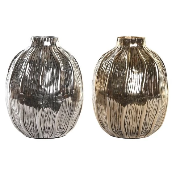 Váza alumínium 20x20x26 cm arany, ezüst 2 féle