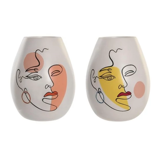 Váza arc absztrakt poly 22,5x22,5x29 cm színes, fehér 2 féle