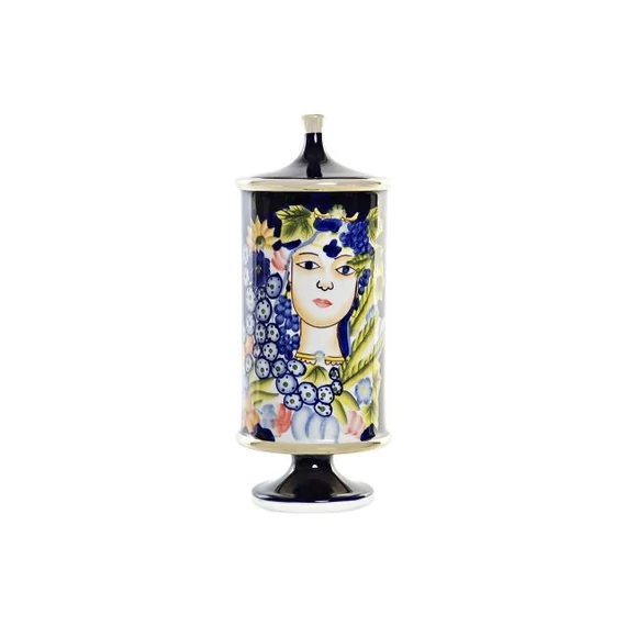 Váza arc porcelán 15x15x38 cm színes, fekete