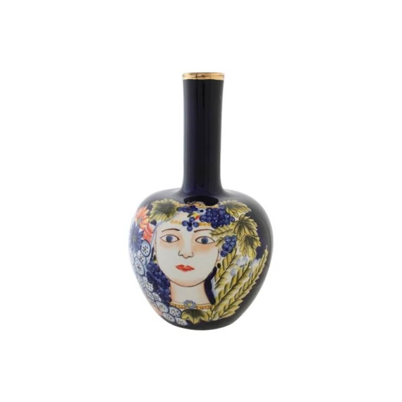 Váza arc porcelán 17x17x30 cm színes, kék