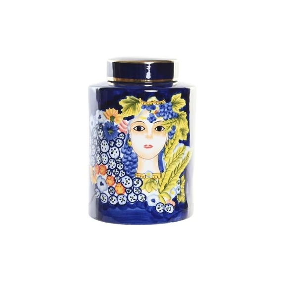 Váza arc porcelán 21x21x31 cm színes, fekete