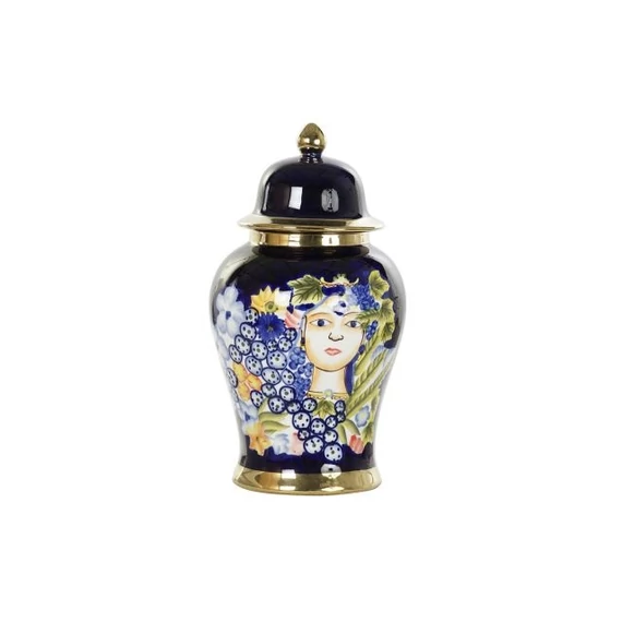 Váza arc porcelán 22x22x42 cm színes, kék