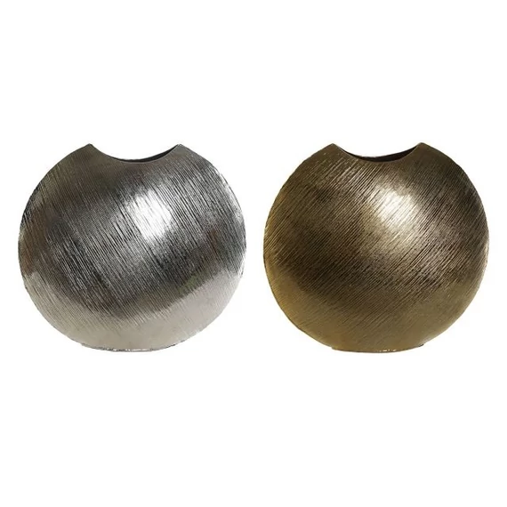 Váza csíkos alumínium 27x13x33 cm arany, ezüst 2 féle