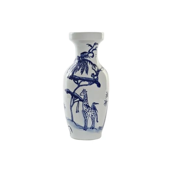 Váza elefánt porcelán 16x16x37 cm fehér, kék