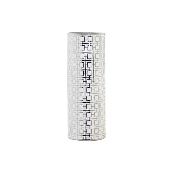 Váza geometrikus porcelán 13x13x36 cm ezüst, fehér