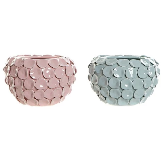 Váza kő 24,5x24,5x17 cm pink, türkizkék 2 féle
