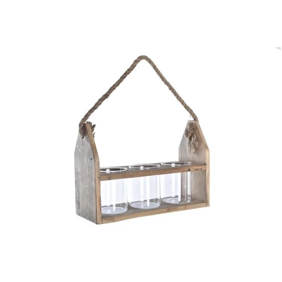 Váza kötéllel üveg, császárfa, kötél 34x12x22 cm natúr, átlátszó