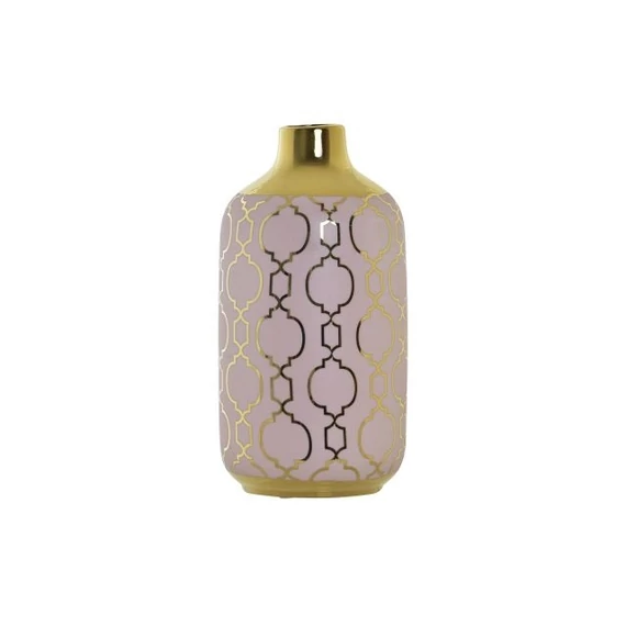 Váza krómozott porcelán 13x13x26 cm pink, arany
