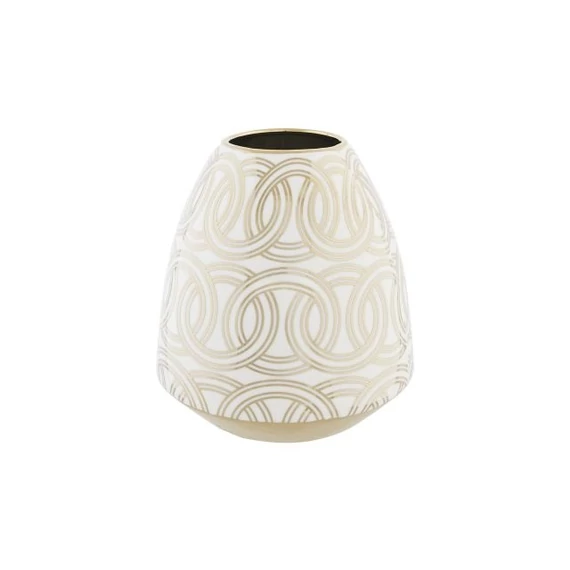 Váza krómozott porcelán 16x16x18 cm fehér, arany