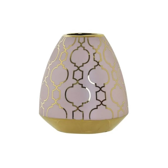 Váza krómozott porcelán 16x16x18 cm pink, arany
