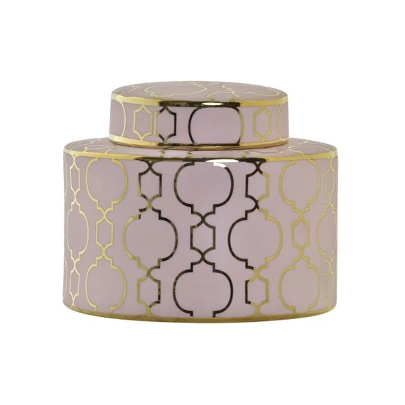 Váza krómozott porcelán 18x18x16 cm pink, arany