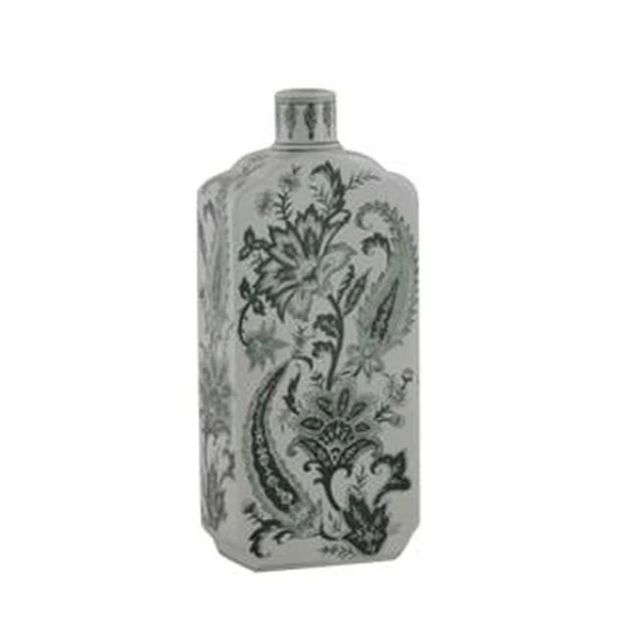 Váza leveles porcelán 16x9x38 cm zöld
