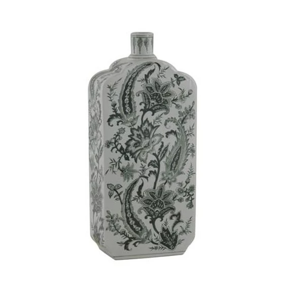 Váza leveles porcelán 21x11x48 cm zöld