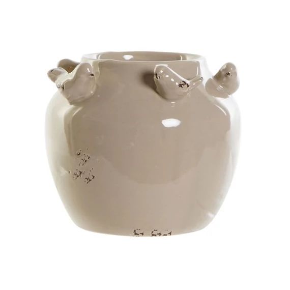 Váza madarak porcelán 15x15x13,5 cm bézs, szürke 2 féle