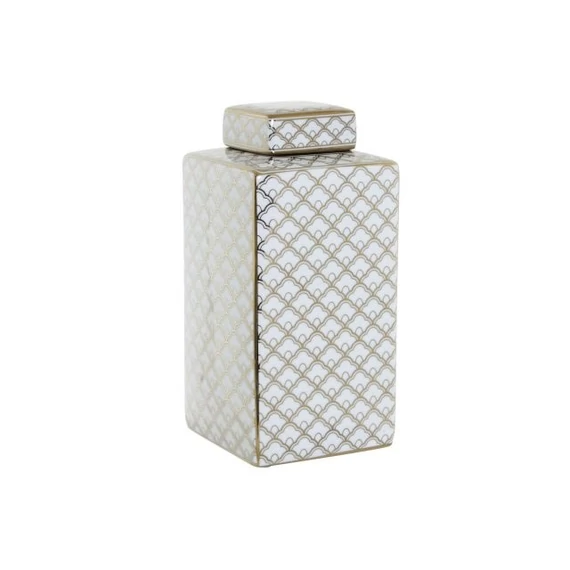 Váza porcelán 14,5x14,5x30 cm fehér, arany