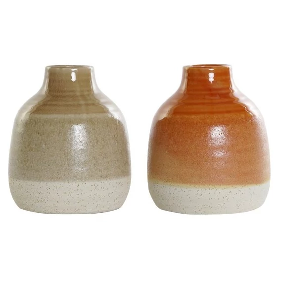 Váza porcelán 14x14x17 cm barna, narancssárga 2 féle