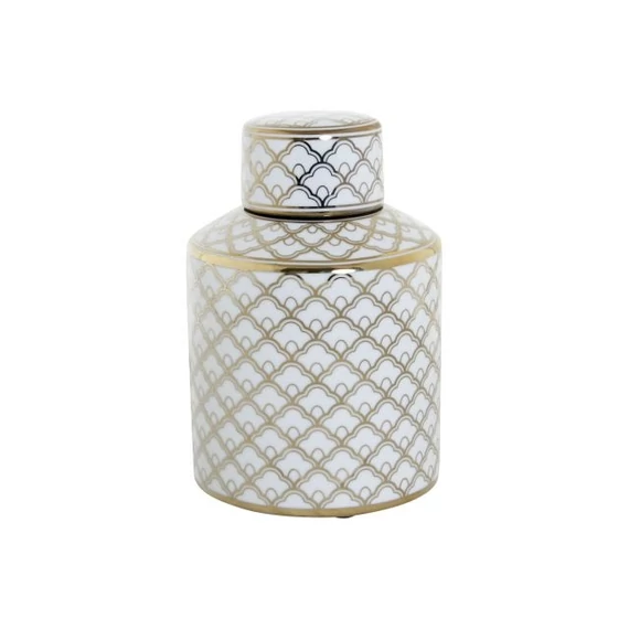Váza porcelán 14x14x21,5 cm arany, fehér