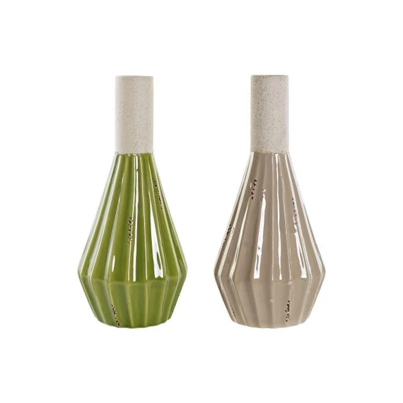 Váza porcelán 14x14x30 cm zöld, bézs 2 féle