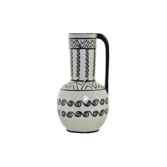 Váza porcelán 15x15x28 cm fehér, fekete
